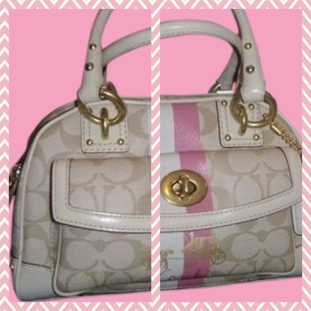 Coach Chelsea 13194 Heritage Stripe Domed Satchel